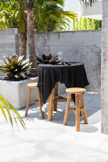 The Linen Tablecloth - Black - 150x150 in linen — handmade luxury tablecloth curated by Laiyahome — view 2