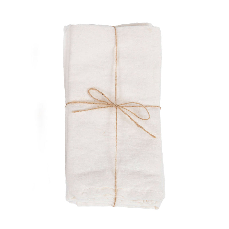 Guardanapo em linho branco - Conjunto com 4 unidades