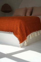 The Stitch Bed Throw - Terracotta in cotton — handmade luxury throw blanket curated by Laiyahome — view 2