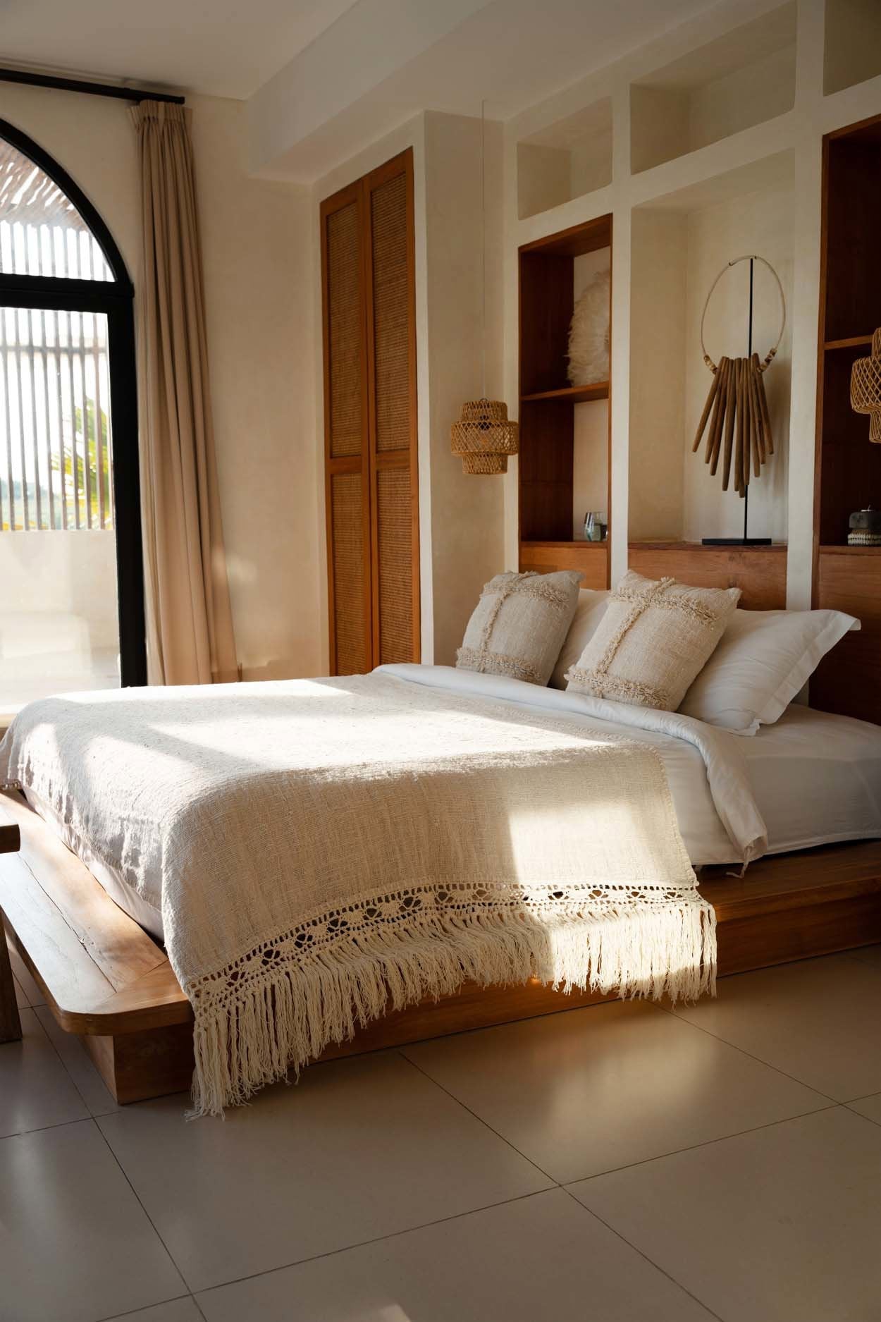 The Gypsy Bed Throw - Natural in cotton — handmade luxury throw blanket curated by Laiyahome — view 2