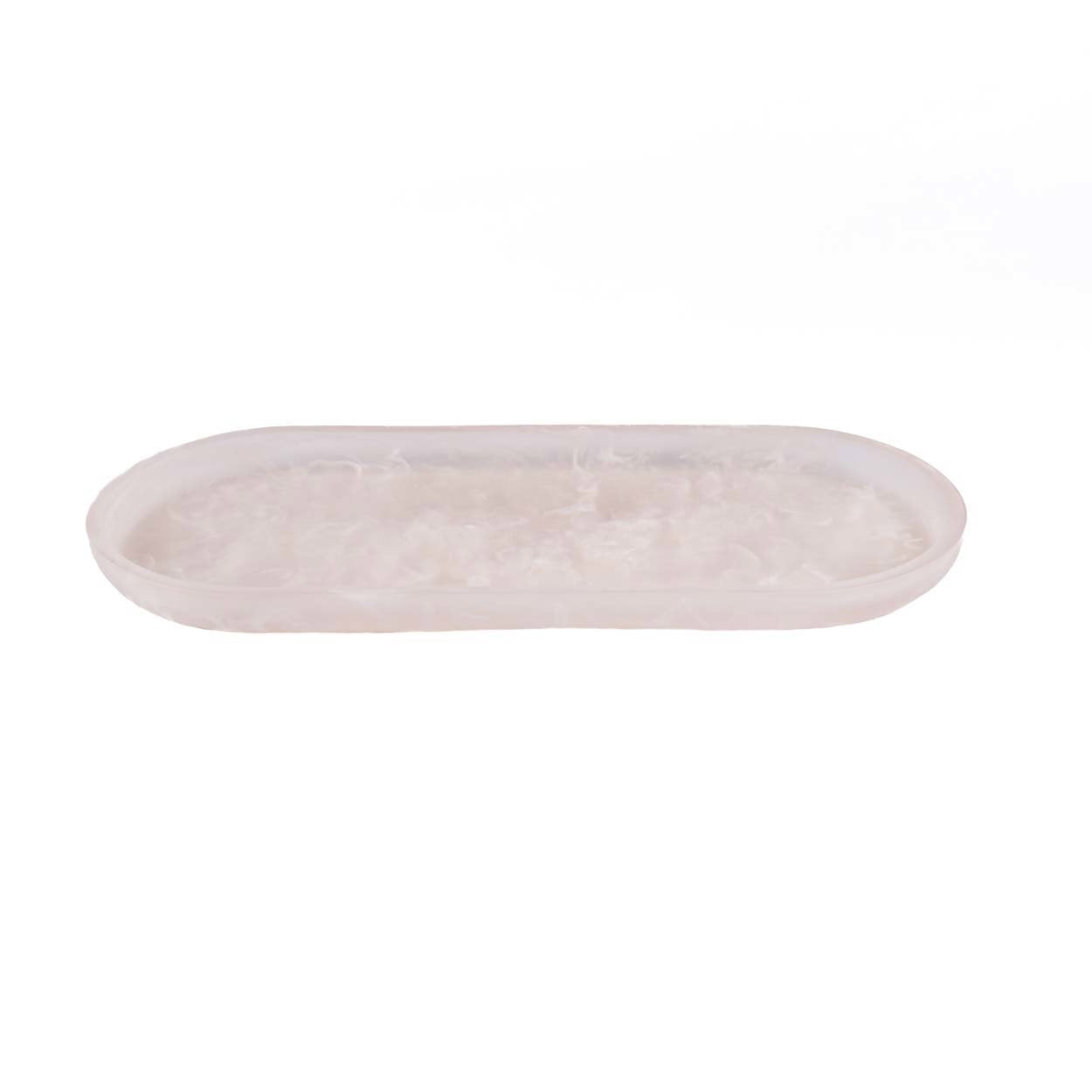 Prato oval em resina - rosa e branco