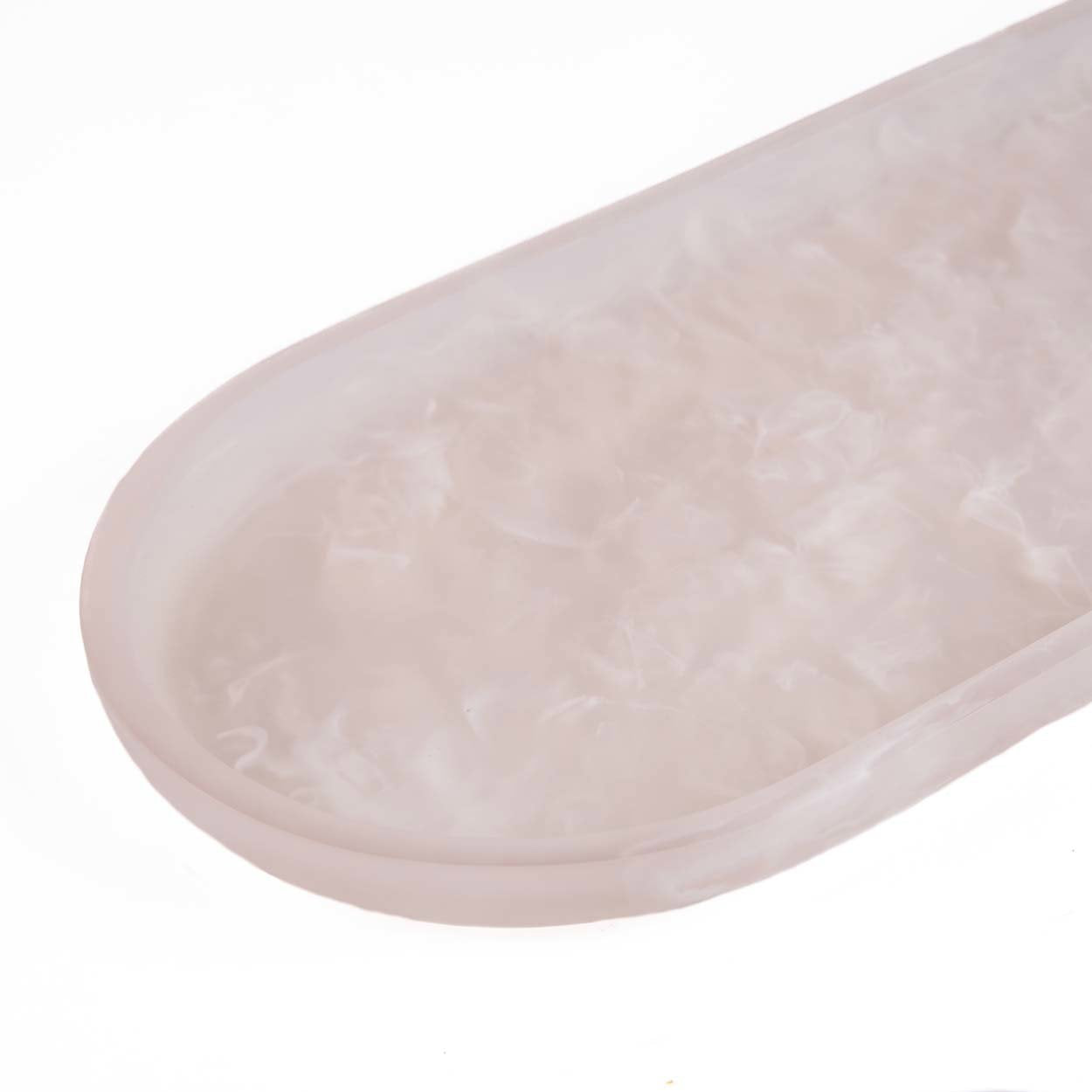 Prato oval em resina - rosa e branco