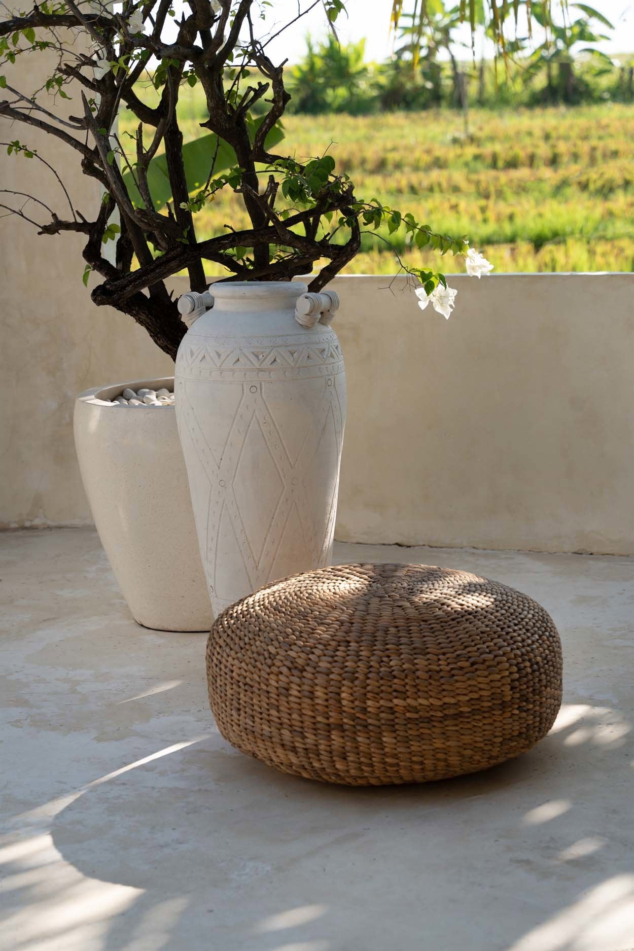 The Hyacinth Pouffe - Natural - M in seagrass — handmade luxury ottoman curated by Laiyahome — view 2