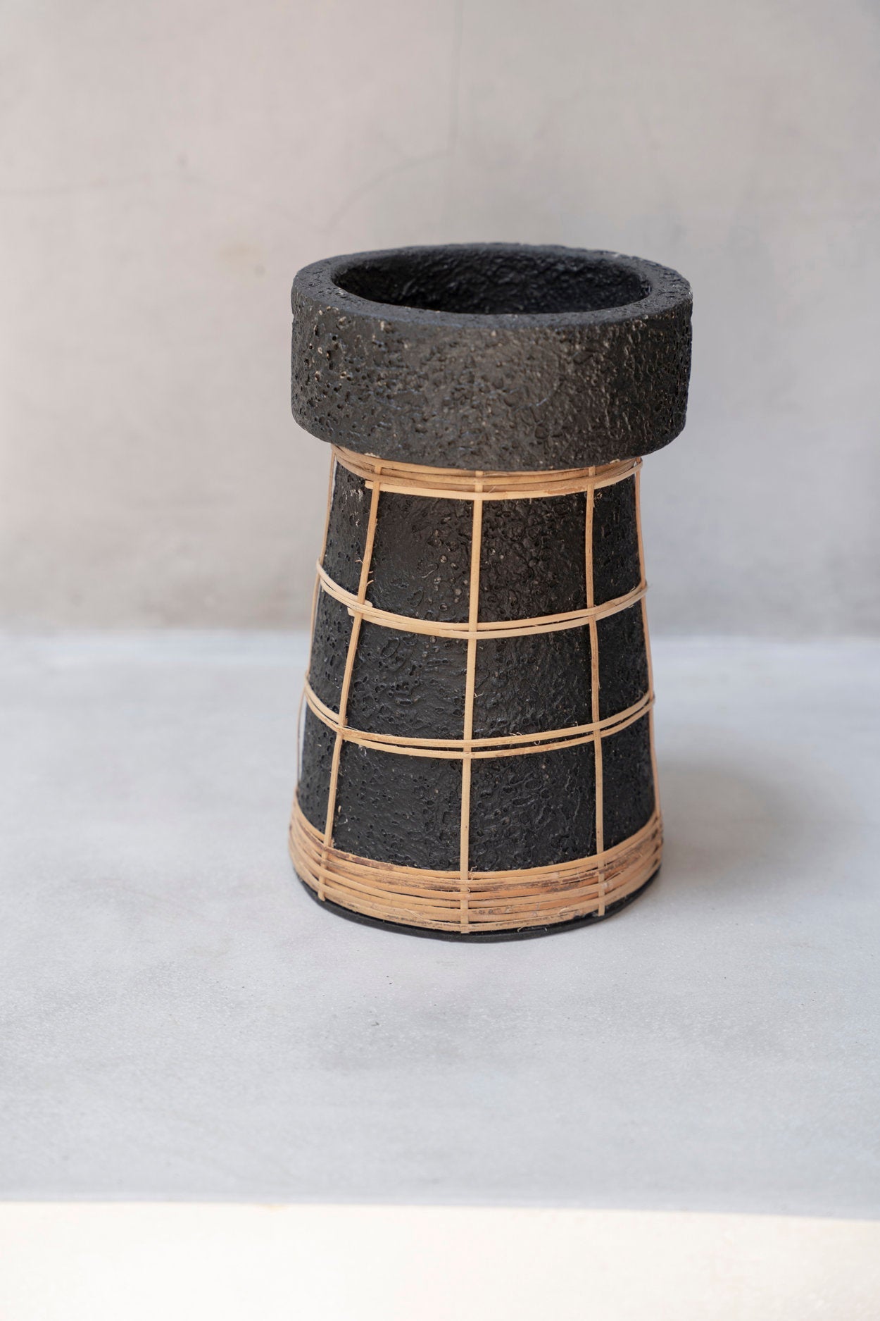The Serene Candle Holder - Black Natural - L in terracotta — handmade luxury tea light holder curated by Laiyahome — view 2