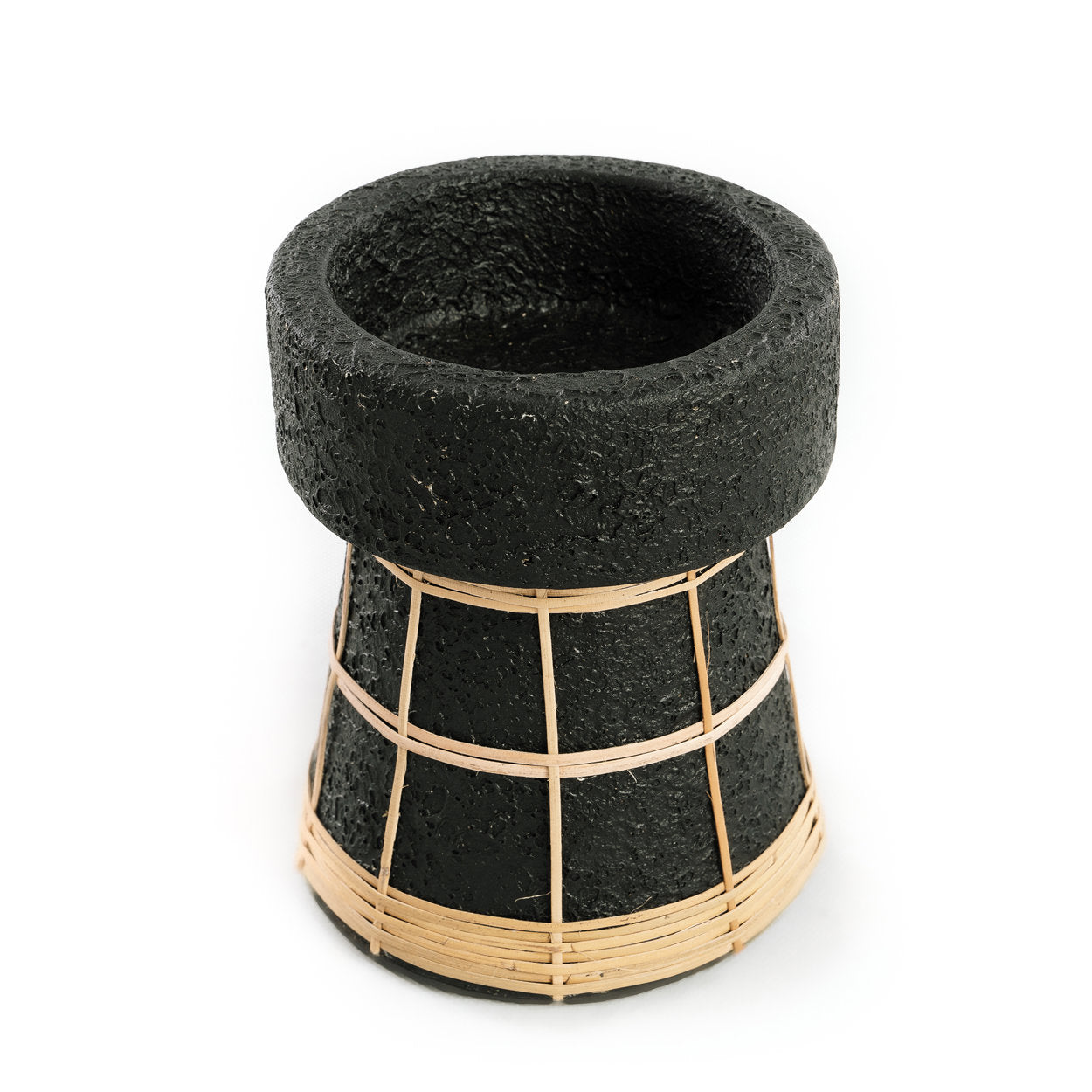 The Serene Candle Holder - Black Natural - M in terracotta — handmade luxury tea light holder curated by Laiyahome