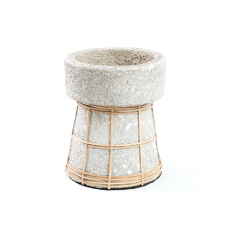The Serene Candle Holder - Concrete Natural - M in terracotta, earthenware — handmade luxury tea light holder curated by Laiyahome