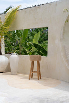 The Raffia Bar Stool in wood — handmade luxury bar stool curated by Laiyahome — view 2