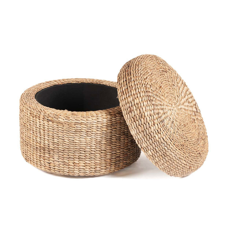 The Circle Storage Ottoman - Natural in seagrass — handmade luxury ottoman curated by Laiyahome — view 2
