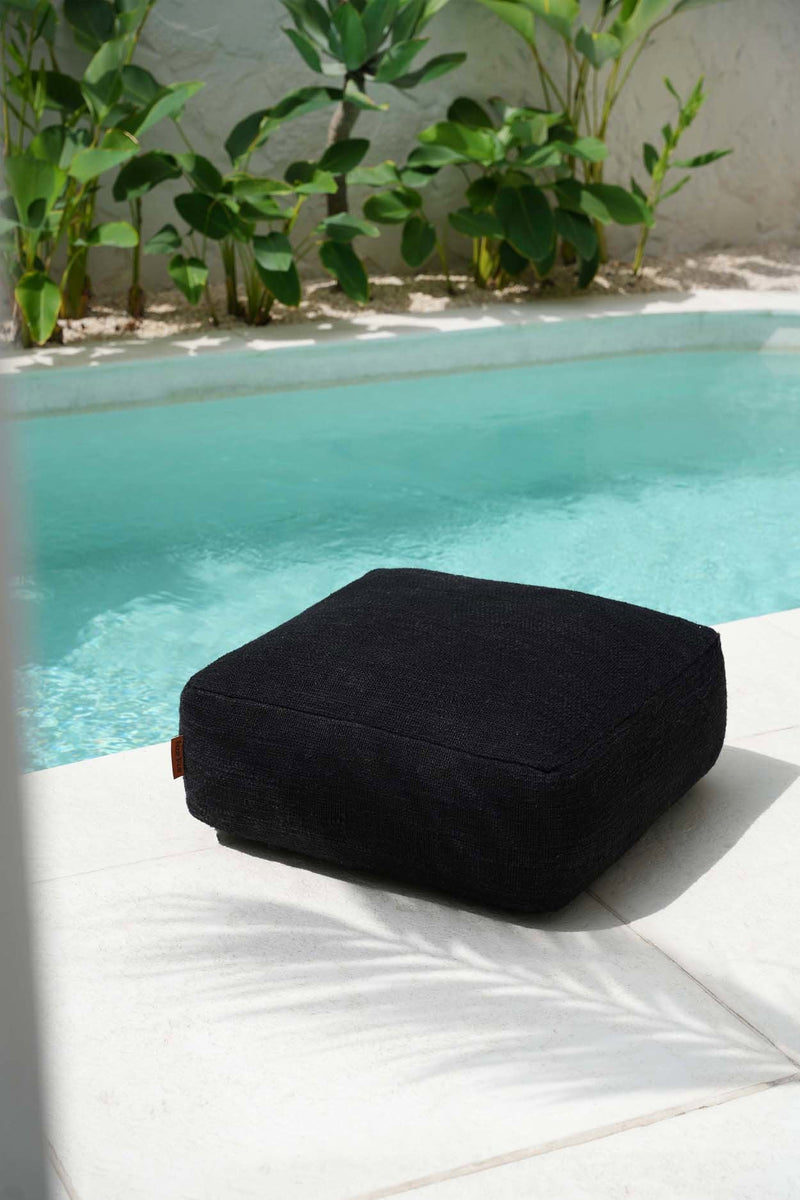 The Comfy Pouffe - Black in cotton — handmade luxury ottoman curated by Laiyahome — view 2
