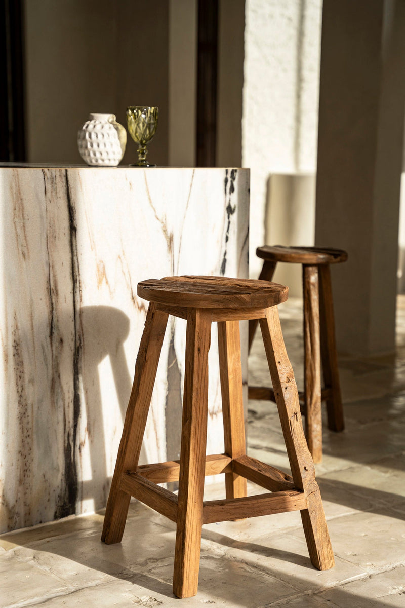 The Shibori Bar Stool - Natural in wood — handmade luxury bar stool curated by Laiyahome — view 2