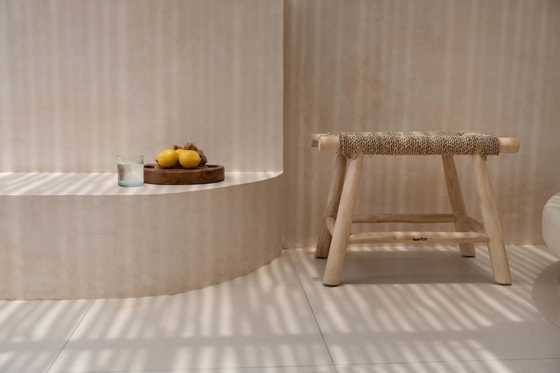 The Porto Seagrass Stool - Natural - M in wood — handmade luxury stool curated by Laiyahome — view 2