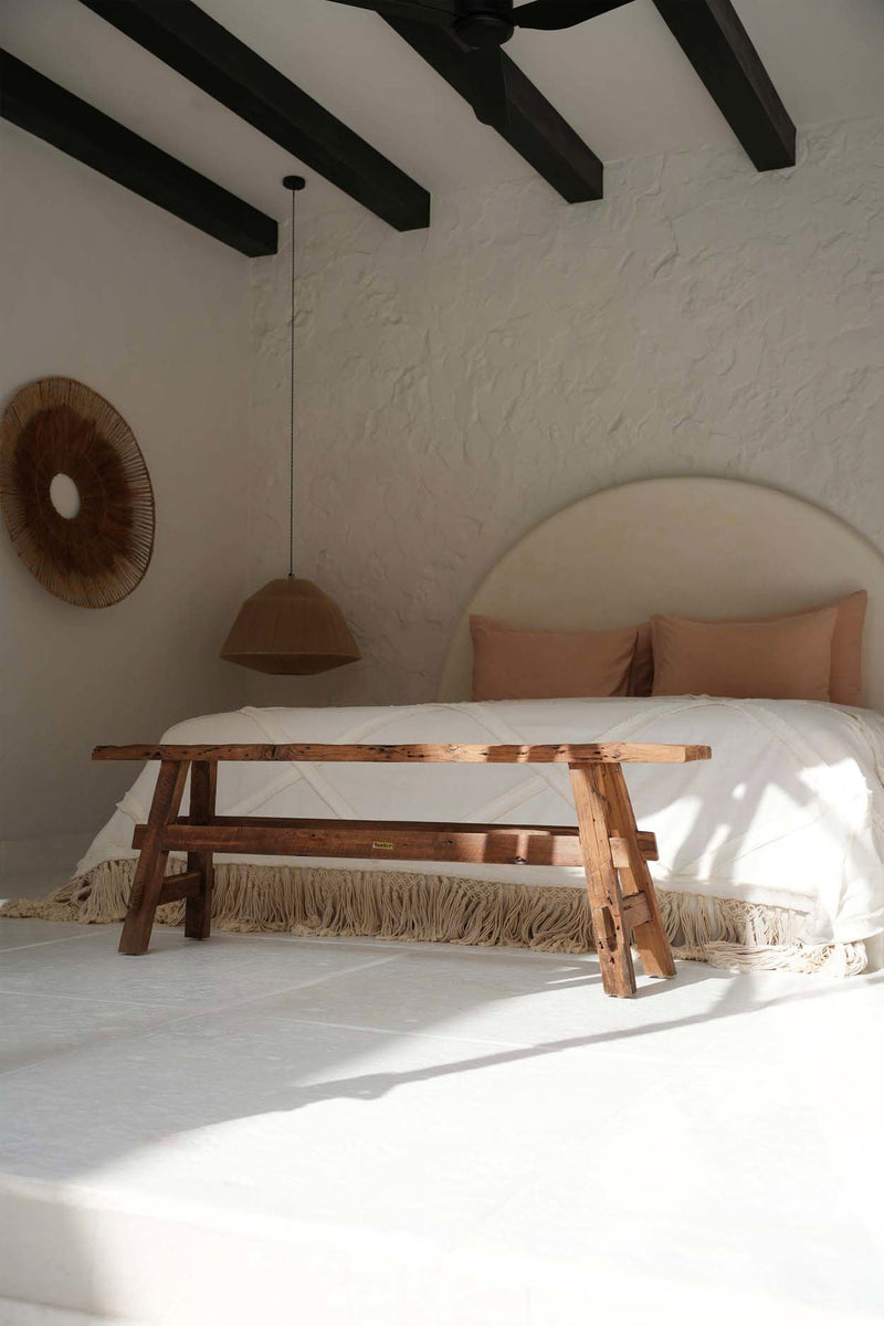 The Beauteous Rustic Bench - Natural in wood — handmade luxury bench curated by Laiyahome — view 2