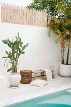 The Porto Seagrass Bench - Natural - L – wood bench in beige – product view 2