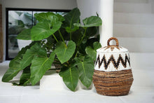 The Little Bay Beach Basket - Natural White - M in palm leaf — handmade luxury storage basket curated by Laiyahome — view 2