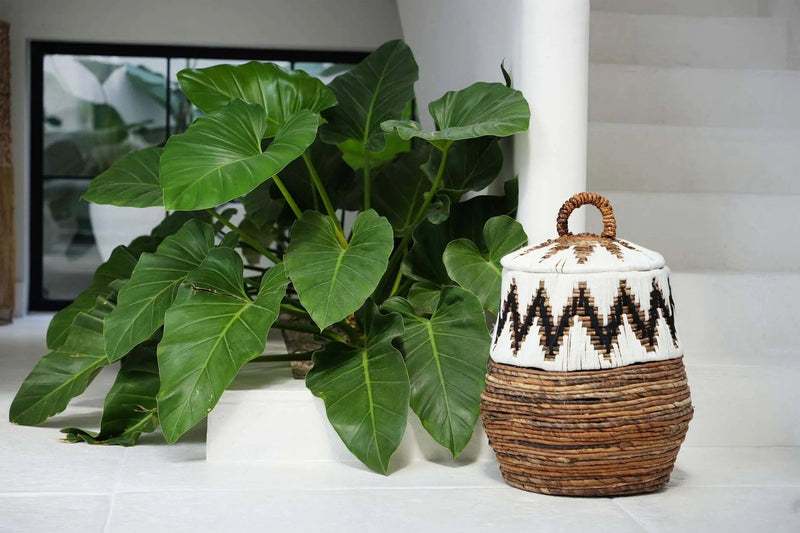 The Little Bay Beach Basket - Natural White - M in palm leaf — handmade luxury storage basket curated by Laiyahome — view 2
