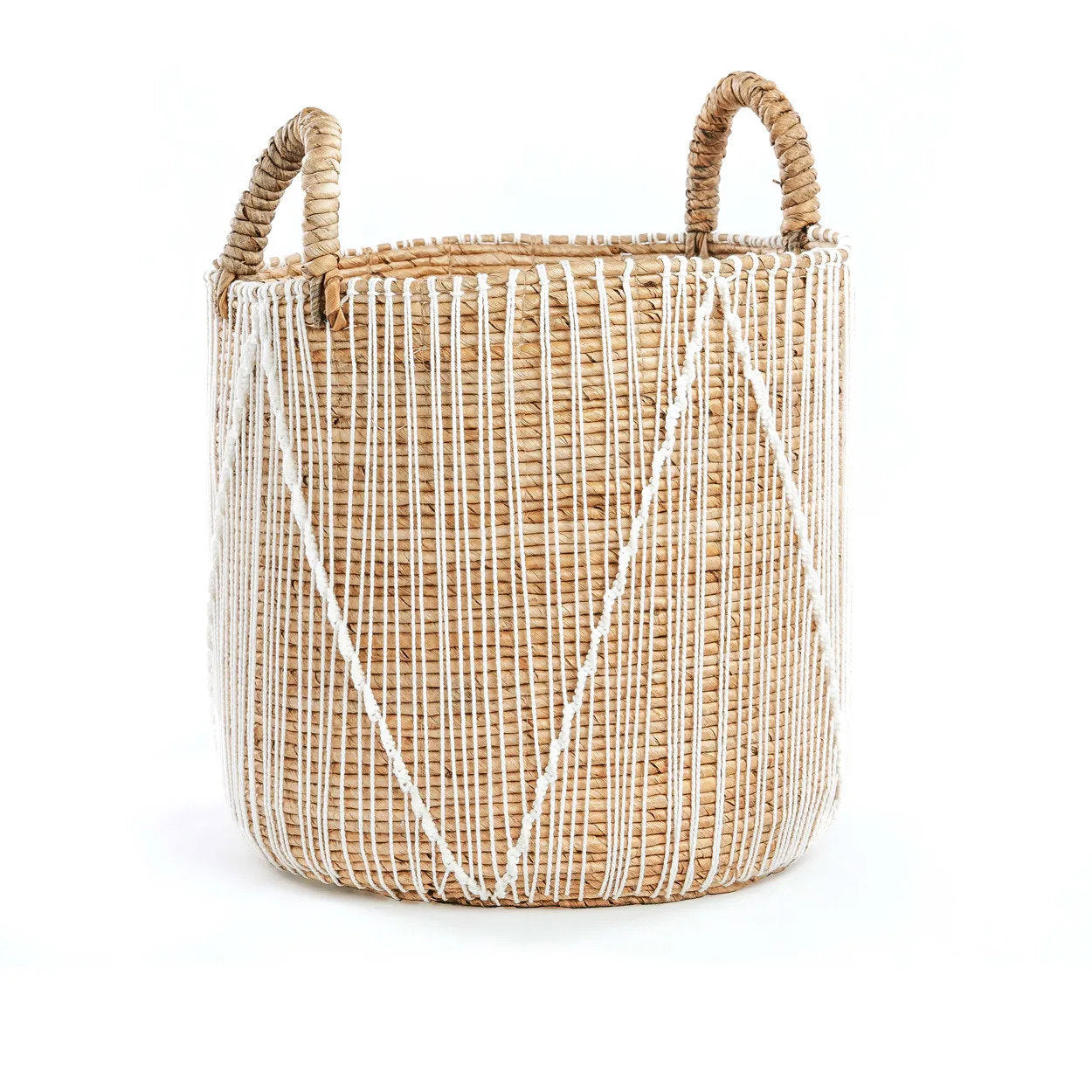 Cesto em macramé com costura reta - M