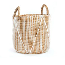Cesto em macramé com costura reta - M