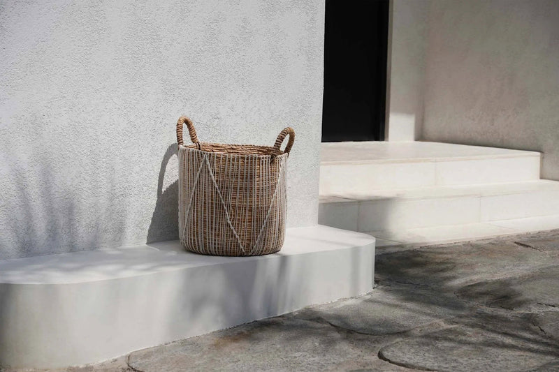The Straight Stitched Macrame Basket - M in cotton — handmade luxury storage basket curated by Laiyahome — view 2