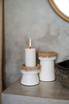 The Pretty Candle Holder - White Natural - S – terracotta tea light holder in white, beige – product view 2