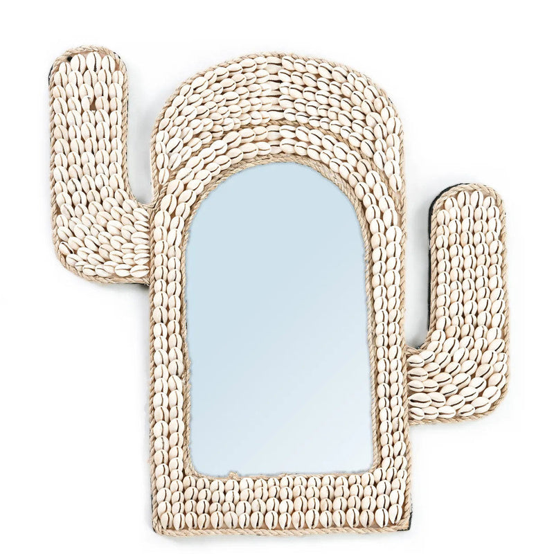 The Cactus Shell Mirror - White – glass wall mirror in white – product view 1