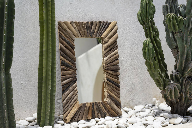 The Driftwood Framed Mirror - Natural - M in wood — handmade luxury wall mirror curated by Laiyahome — view 2