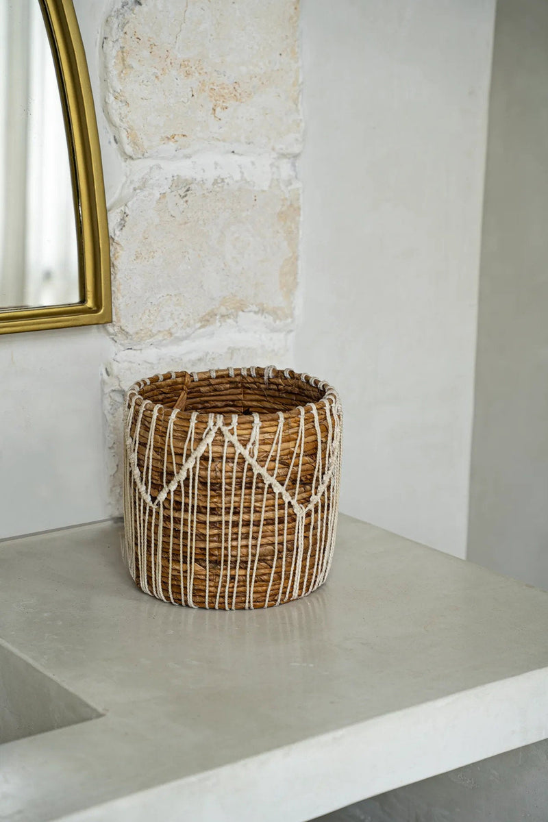 The Macra-mazing Basket - Natural White - M in cotton — handmade luxury storage basket curated by Laiyahome — view 2