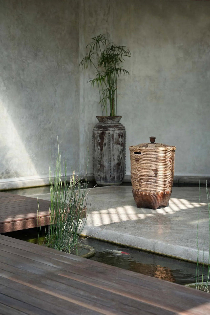 The Colonial Laundry Basket - Natural Brown - XL in rattan — handmade luxury storage basket curated by Laiyahome — view 2