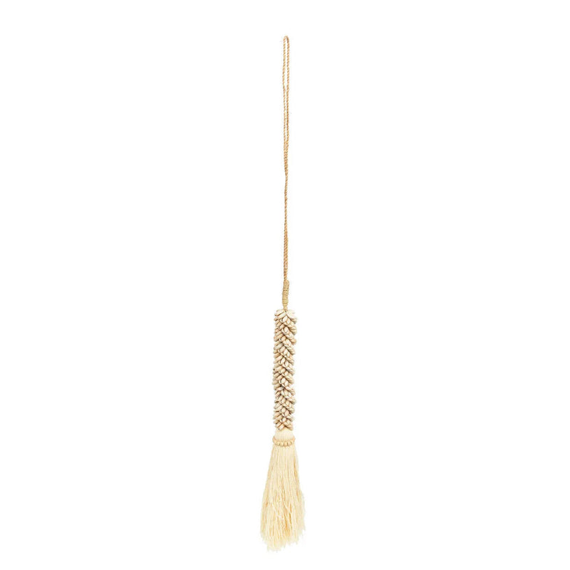 The Cowrie & Cotton Tassel - Natural – cotton wall decoration in natural – product view 1
