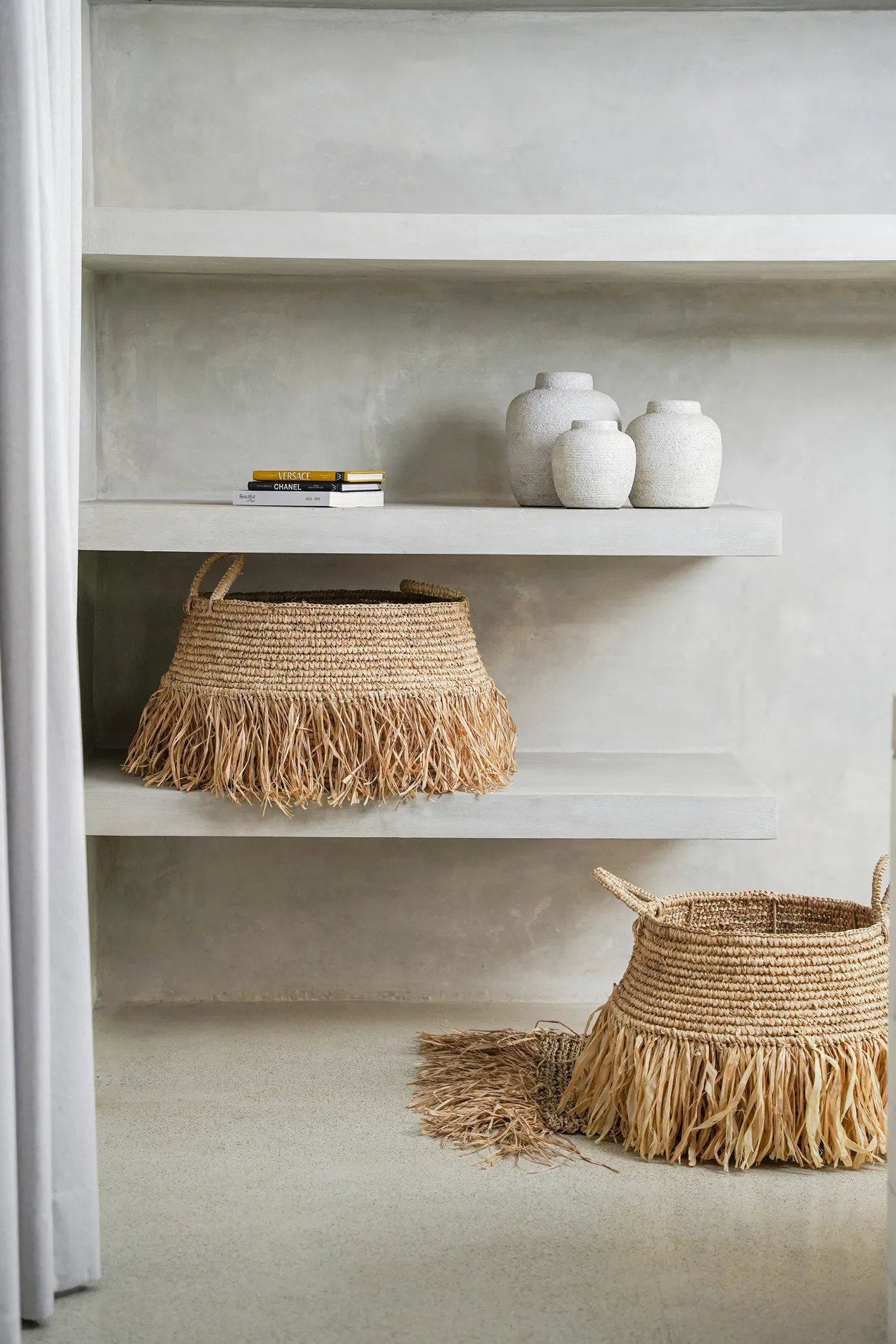 The Raffia Deluxe Baskets - Natural - Medium in raffia — handmade luxury storage basket curated by Laiyahome — view 2