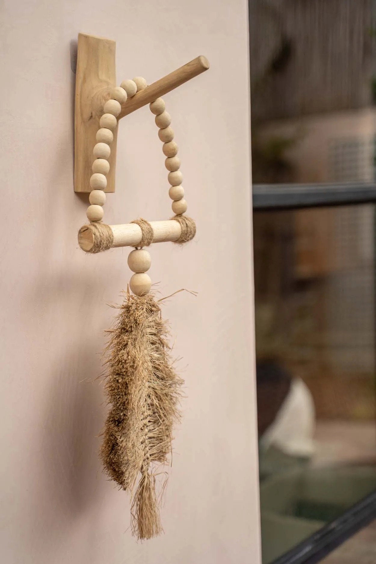 The Raffia Triangle in wood — handmade luxury wall decoration curated by Laiyahome — view 2