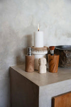 The Pretty Candle Holder - White Natural - M – terracotta tea light holder in white, beige – product view 2