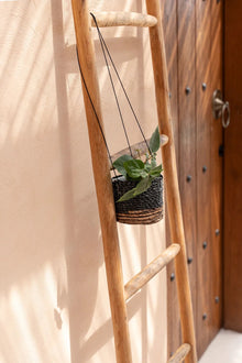 The Banana Plant Hanger - Natural Black - S in palm leaf — handmade luxury planter curated by Laiyahome — view 2