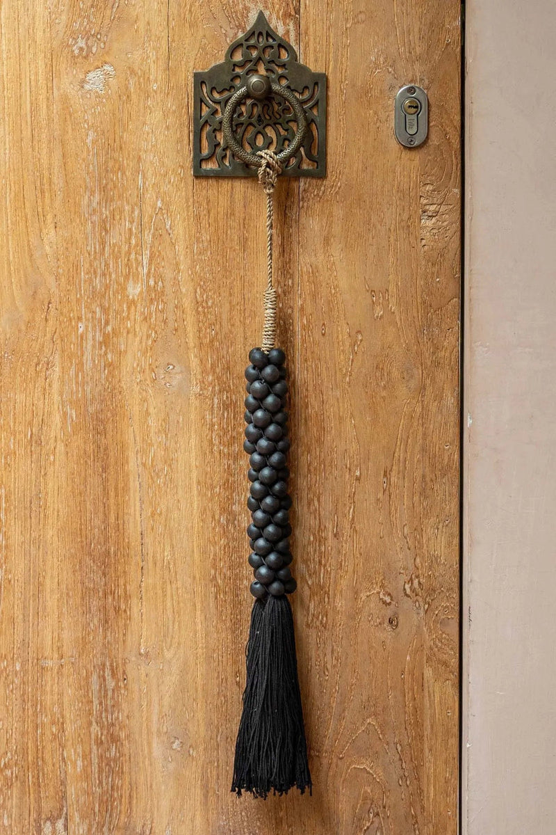 The Wooden Beads with Cotton Tassel - Black in wood — handmade luxury wall decoration curated by Laiyahome — view 2