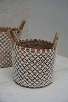 Cesto em macramé com ponto cruzado - S