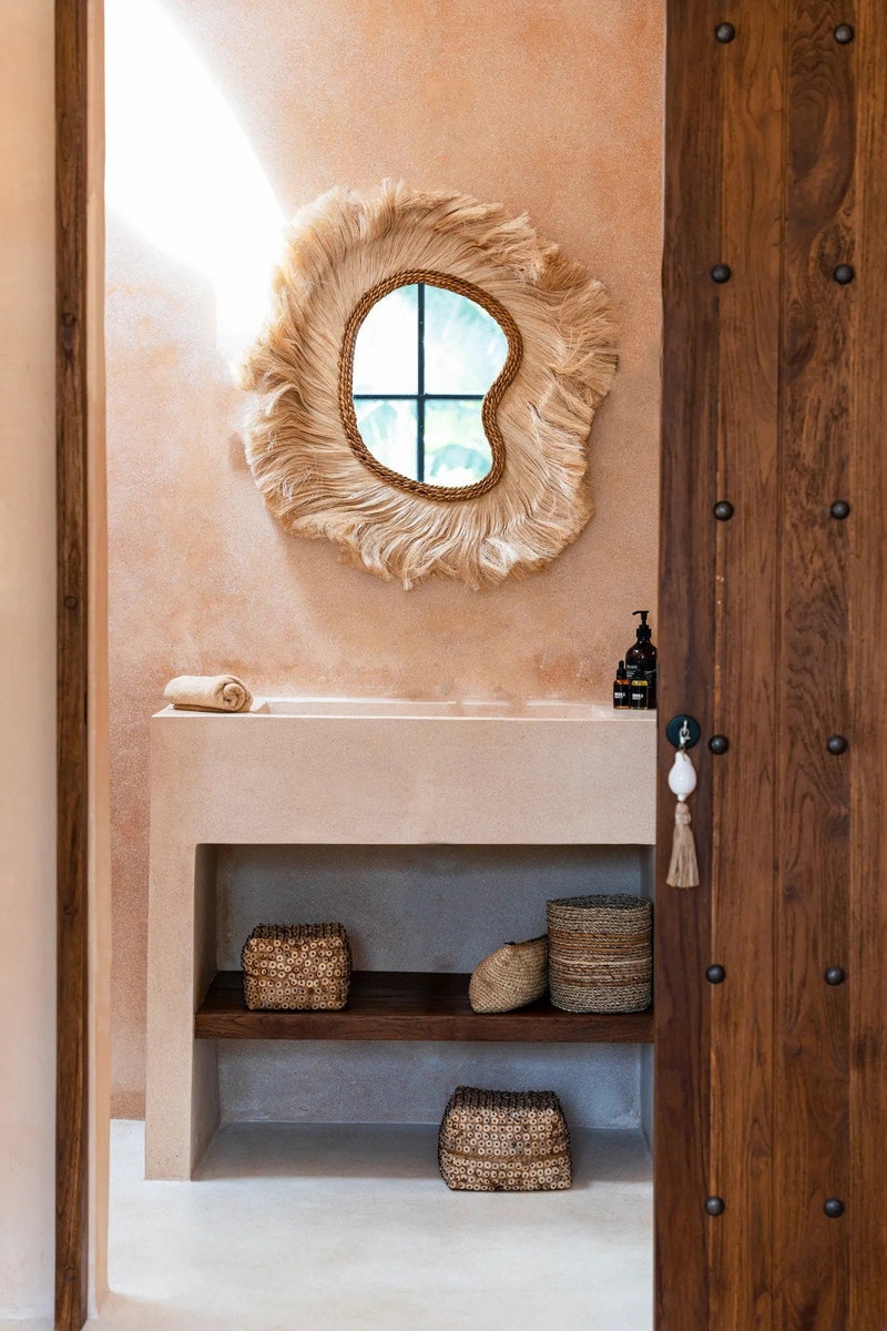 The La Principessa Mirror - Natural - L in grass — handmade luxury wall mirror curated by Laiyahome — view 2