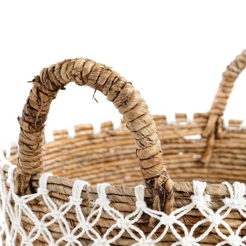 The Crossed Stitched Macrame Basket - L in cotton — handmade luxury storage basket curated by Laiyahome — view 2