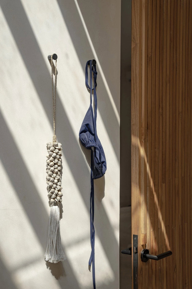 The Shell & Cotton Tassel - Grey in shell — handmade luxury wall decoration curated by Laiyahome — view 2