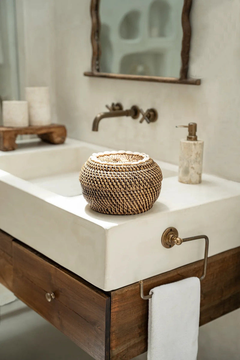 The Colonial Peek-a-Boo Basket - Natural Brown - S in rattan — handmade luxury storage basket curated by Laiyahome — view 2