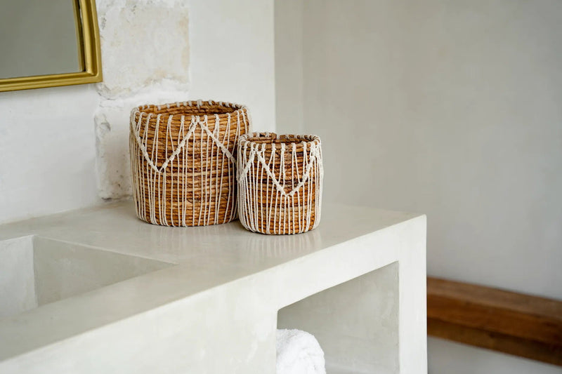 The Macra-mazing Basket - Natural White - L in cotton — handmade luxury storage basket curated by Laiyahome — view 2