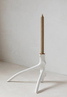 The Triple Twig Candle Holder - White – wood tea light holder in white – product view 2