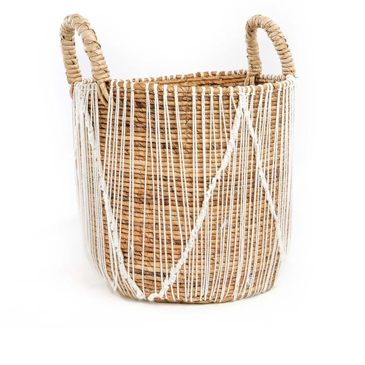 Panier en macramé à coutures droites - L