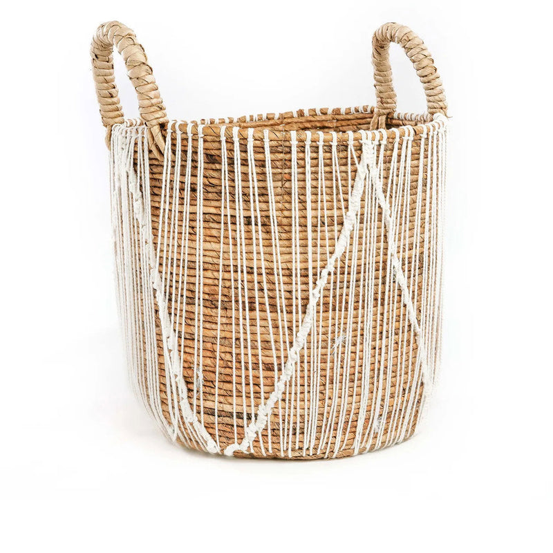Cesto em macramé com costura reta - G