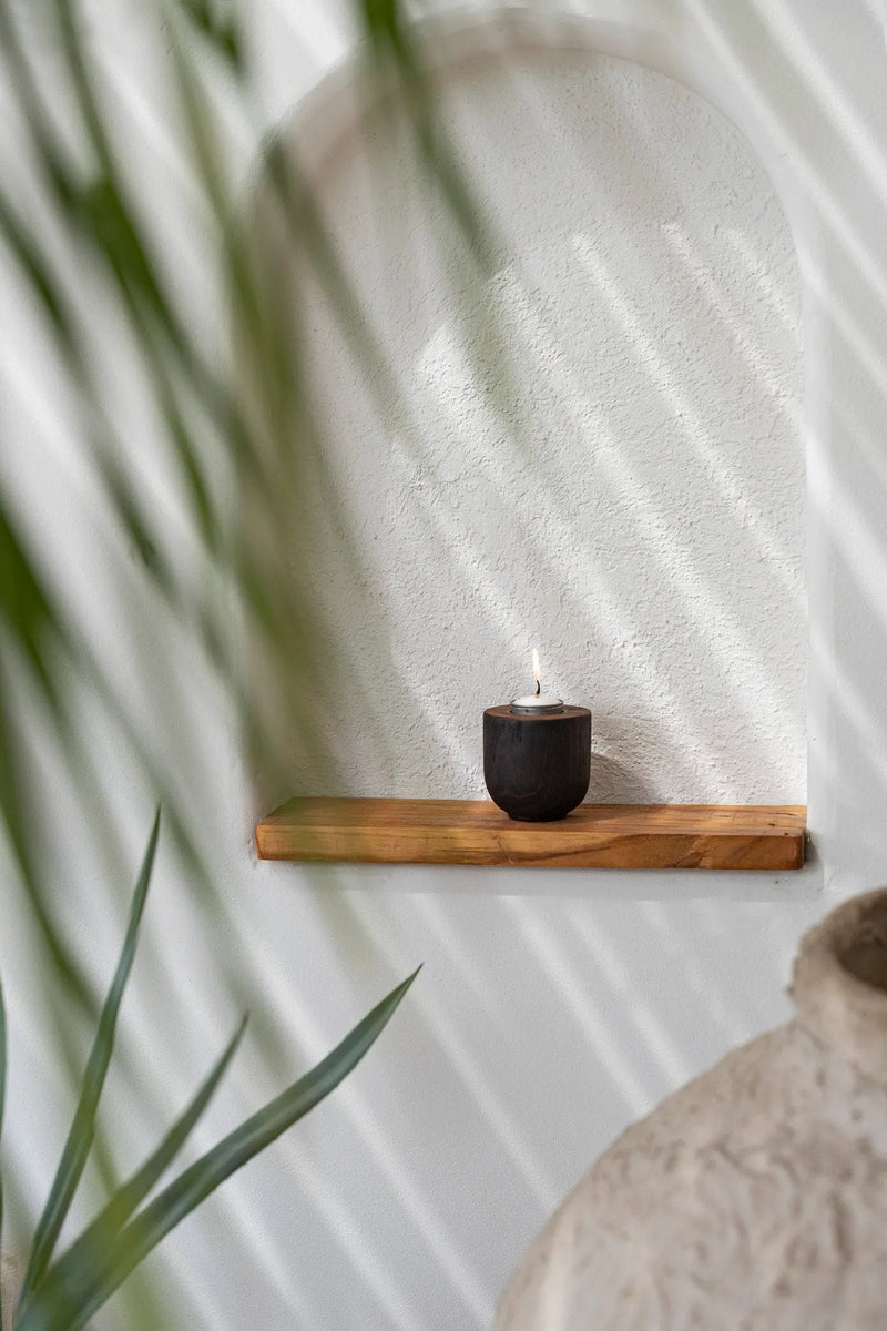 The Bondi Candle Holder – teak wood tea light holder – product view 2