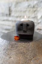 The Sumba Stone #27 Candle Holder – stone tea light holder in black – product view 2