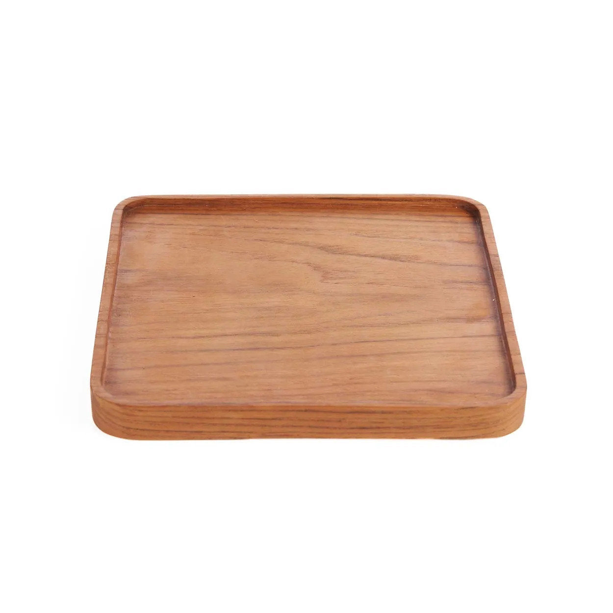 The Teak Square Plate - Natural - M in wood — handmade luxury dinner plate curated by Laiyahome — view 2