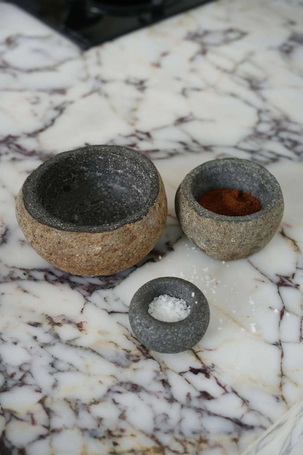 The River Stone Bowl - Black - S in stone — handmade luxury bowl curated by Laiyahome — view 2