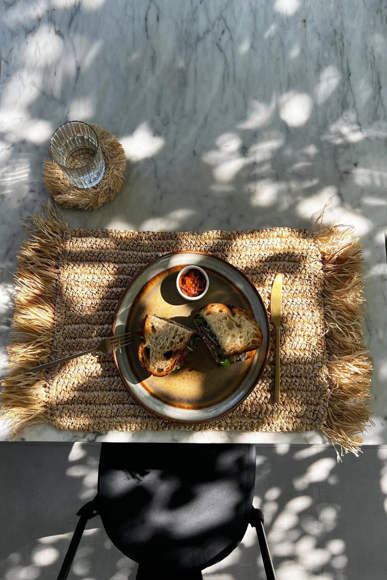 The Fringe Raffia Placemat Rectangular - Natural in raffia — handmade luxury placemat curated by Laiyahome — view 2