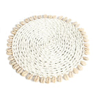 The Seagrass Shell Pan Coaster - White in seagrass — handmade luxury coaster curated by Laiyahome