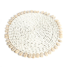 The Seagrass Shell Pan Coaster - White in seagrass — handmade luxury coaster curated by Laiyahome