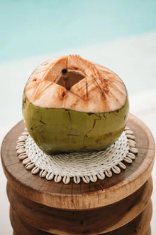 The Seagrass Shell Pan Coaster - White in seagrass — handmade luxury coaster curated by Laiyahome — view 2